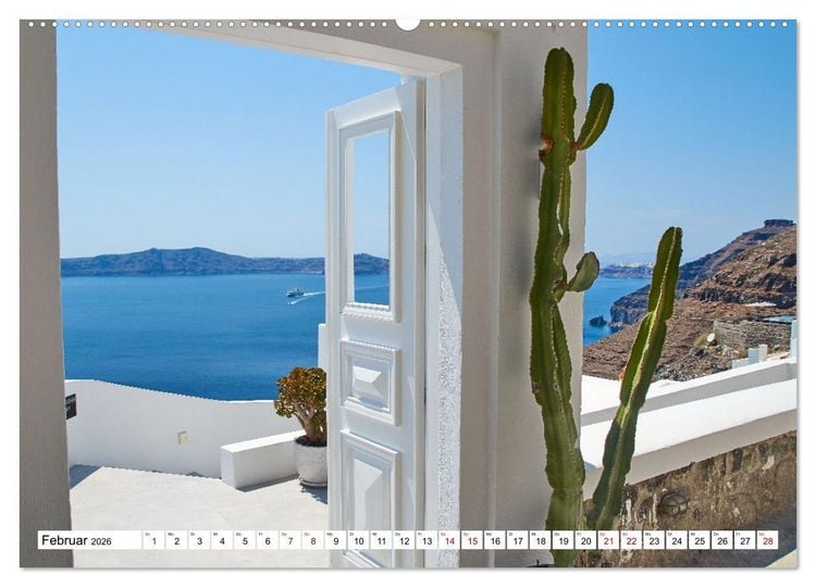 Produktbild: Santorini - Strahlendes Wei&szlig; an der Caldera (Wandkalender 2026 DIN A2 quer), CALVENDO Monatskalender
