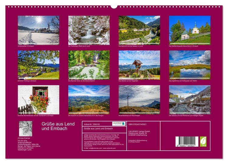 Produktbild: Gr&uuml;&szlig;e aus Lend und Embach (hochwertiger Premium Wandkalender 2026 DIN A2 quer), Kunstdruck in Hochglanz