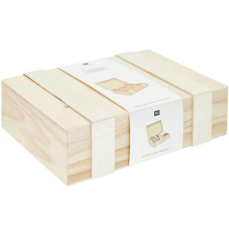 Produktbild: Aufbewahrungsbox aus Holz mit 6 F&auml;chern,