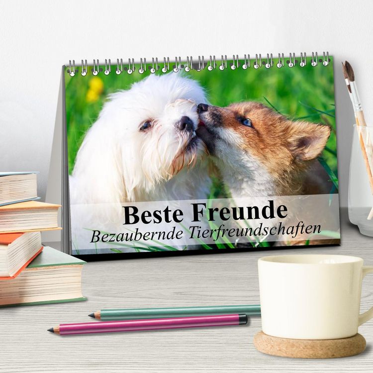 Produktbild: Beste Freunde - Bezaubernde Tierfreundschaften (Tischkalender 2026 DIN A5 quer), CALVENDO Monatskalender
