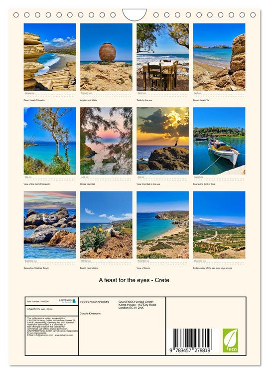 Produktbild: A feast for the eyes - Crete (Wall Calendar 2026 DIN A4 portrait), CALVENDO 12 Month Wall Calendar