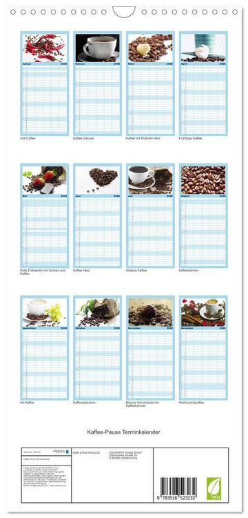 Produktbild: Familienplaner 2026 - Kaffee-Pause Terminkalender mit 5 Spalten (Wandkalender, 21 x 45 cm) CALVENDO