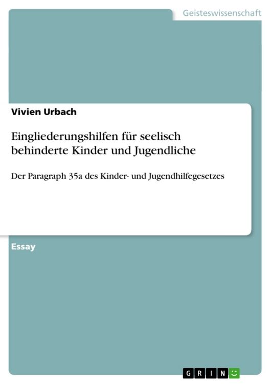 Produktbild: Eingliederungshilfen f&uuml;r seelisch behinderte Kinder und Jugendliche