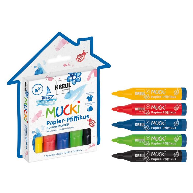 Produktbild: KREUL Aquarellstifte MUCKi Papier Pfiffikus 5 St&uuml;ck Kartonetui