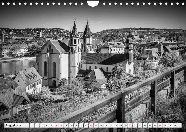 Produktbild: W&Uuml;RZBURG Monochrome Impressionen (Wandkalender 2022 DIN A4 quer)