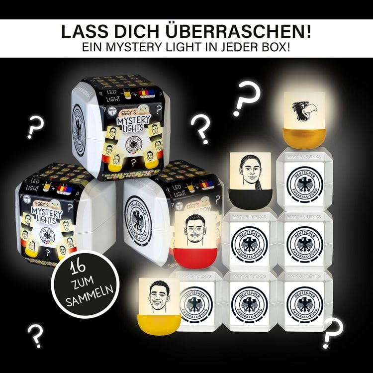 Produktbild: Eggys Mystery Lights x DFB Akku Nachtlicht Sammelbox mit praktischem Anh&auml;nger