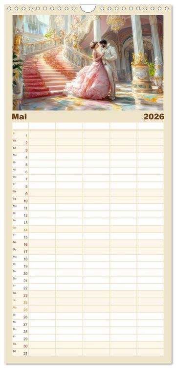 Produktbild: Familienplaner 2026 - Zarte anmutige Romanzen mit 5 Spalten (Wandkalender, 21 x 45 cm) CALVENDO