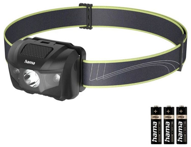 Produktbild: Hama LED-Stirnlampe "HL200", Batterien, Kopflampe zum Joggen, Sport, 4 Modi 00228615 Stirnlampe 73 g