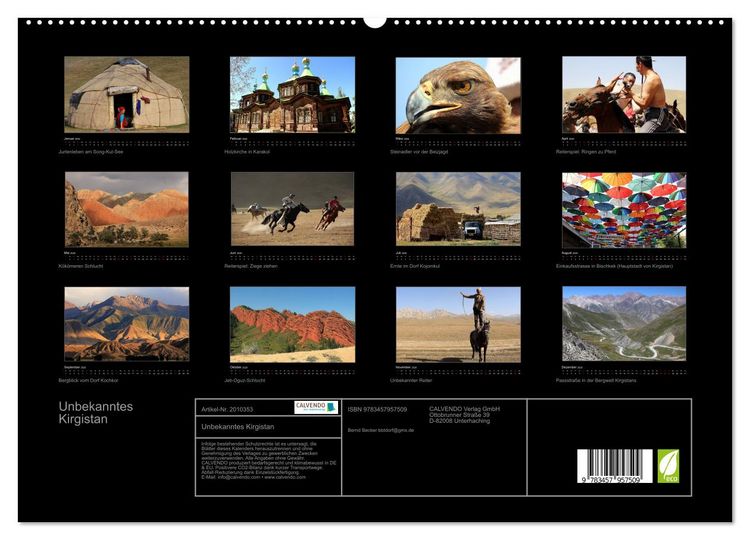Produktbild: Unbekanntes Kirgistan (hochwertiger Premium Wandkalender 2026 DIN A2 quer), Kunstdruck in Hochglanz