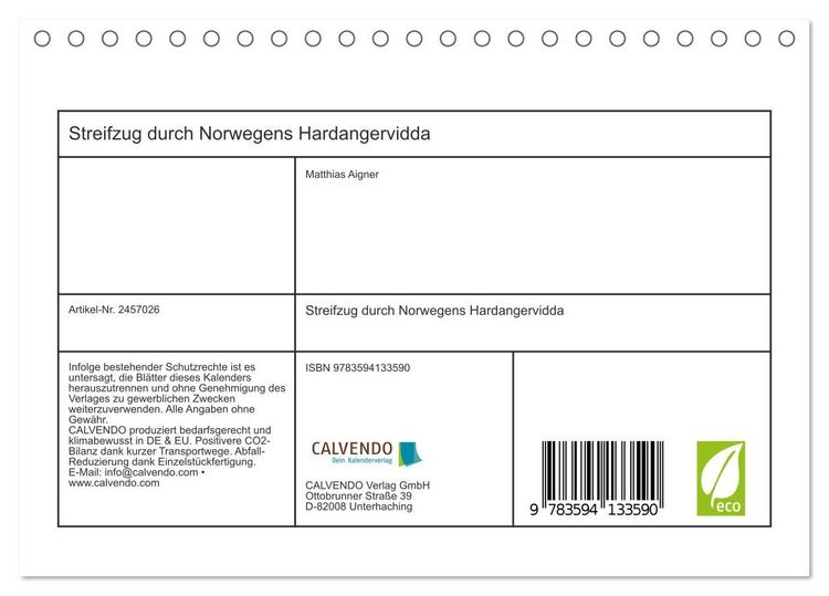 Produktbild: Streifzug durch Norwegens Hardangervidda (Tischkalender 2027 DIN A5 quer), CALVENDO Monatskalender