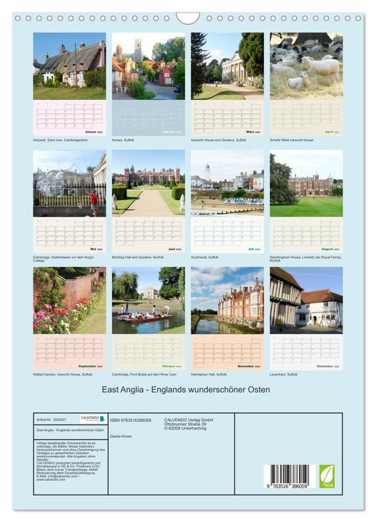 Produktbild: East Anglia - Englands wundersch&ouml;ner Osten (Wandkalender 2026 DIN A3 hoch), CALVENDO Monatskalender
