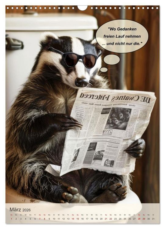 Produktbild: Tierisch lustiger Toilettenhumor (Wandkalender 2026 DIN A3 hoch), CALVENDO Monatskalender