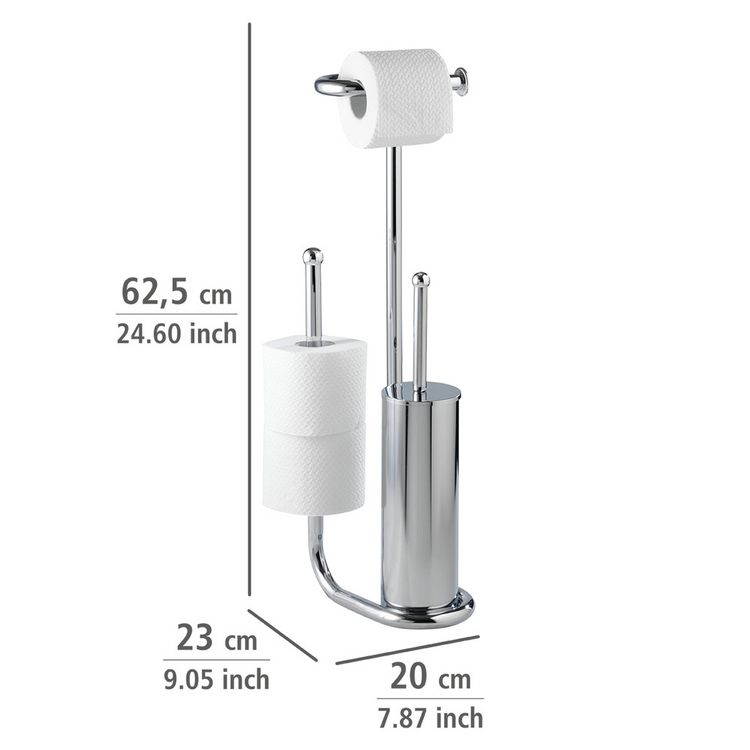 Produktbild: Stand WC-Garnitur Universalo Chrom, integrierter Toilettenpapierhalter und WC-B&uuml;rstenhalter