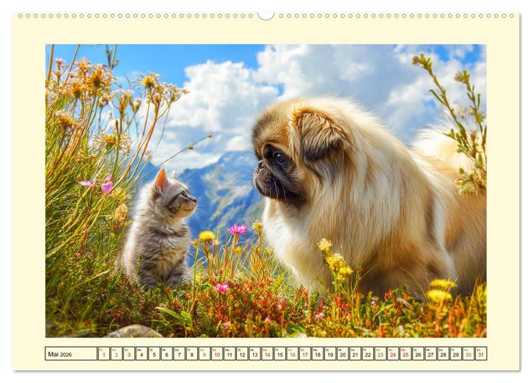 Produktbild: Zauberhafte Pekinesen. Charmante und stolze Hunde zum Verlieben (Wandkalender 2026 DIN A2 quer), CALVENDO Monatskalender
