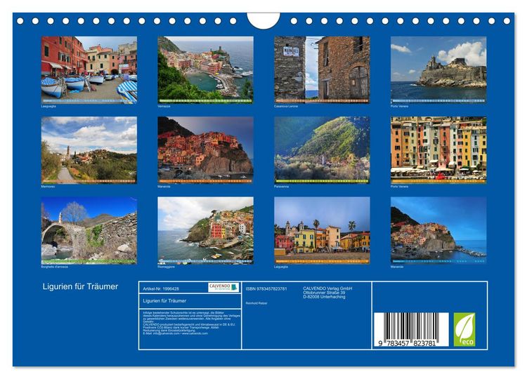 Produktbild: Ligurien f&uuml;r Tr&auml;umer (Wandkalender 2026 DIN A4 quer), CALVENDO Monatskalender