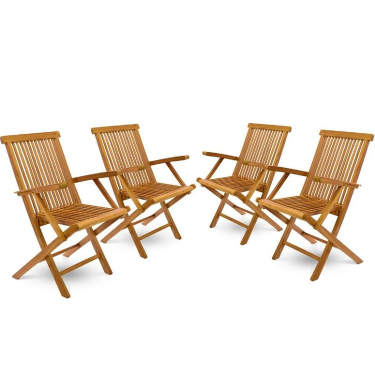 Produktbild: 4er Gartenstuhl Hochlehner Klappstuhl Holz Teak