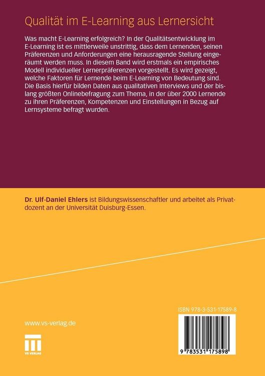 Produktbild: Qualit&auml;t im E-Learning aus Lernersicht