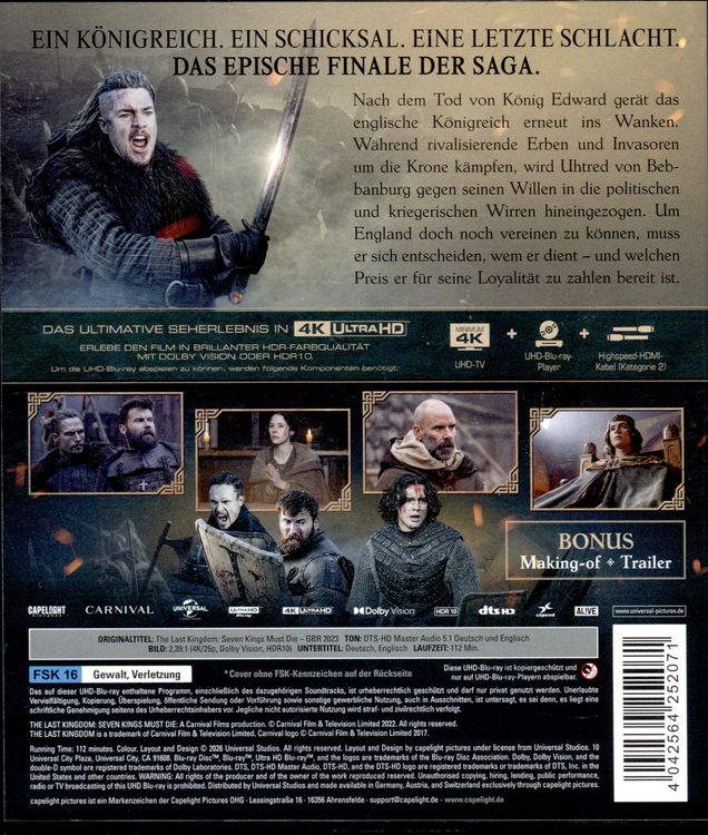 Produktbild: The Last Kingdom: Seven Kings Must Die (4K Ultra HD)