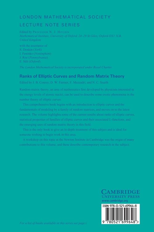 Produktbild: Ranks of Elliptic Curves and Random Matrix Theory