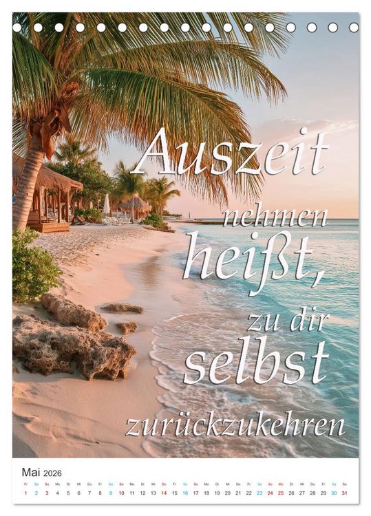 Produktbild: Tr&auml;umen unter Palmen (Tischkalender 2026 DIN A5 hoch), CALVENDO Monatskalender
