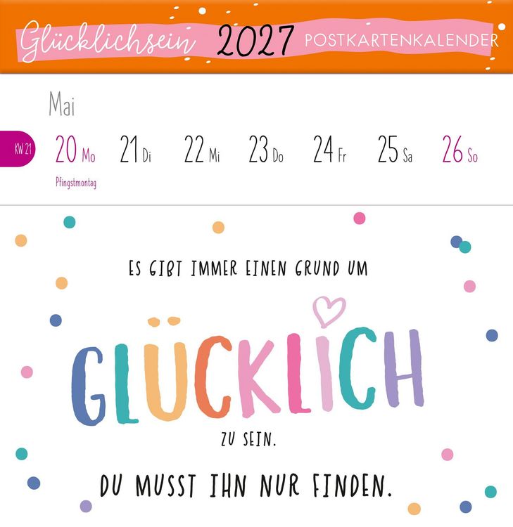 Produktbild: Postkartenkalender Gl&uuml;cklichsein 2027 by konfettiberlin
