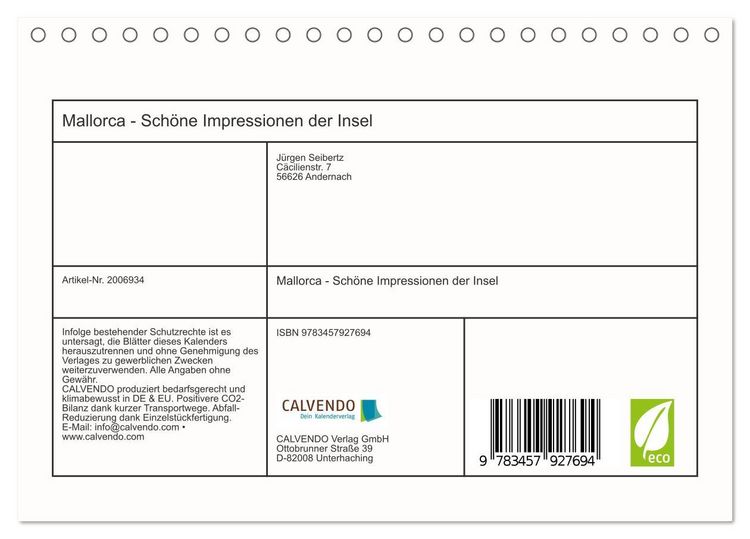 Produktbild: Mallorca - Sch&ouml;ne Impressionen der Insel (Tischkalender 2026 DIN A5 quer), CALVENDO Monatskalender