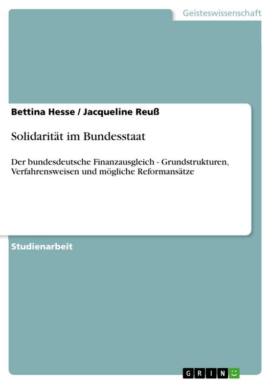Produktbild: Solidarit&auml;t im Bundesstaat