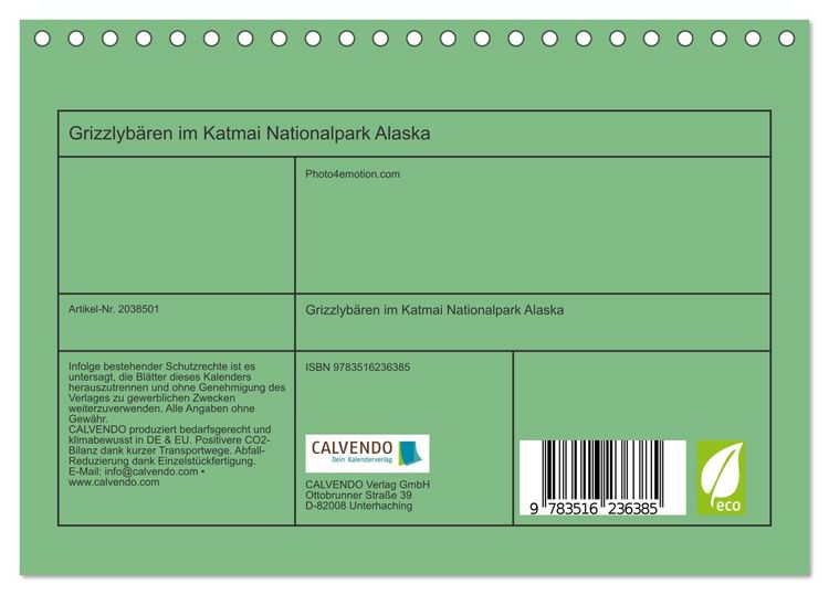 Produktbild: Grizzlyb&auml;ren im Katmai Nationalpark Alaska (Tischkalender 2026 DIN A5 quer), CALVENDO Monatskalender