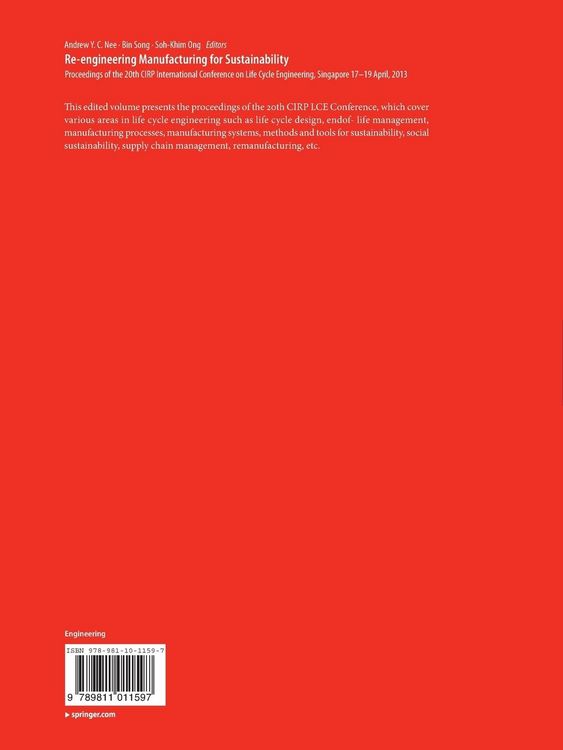 Produktbild: Re-engineering Manufacturing for Sustainability