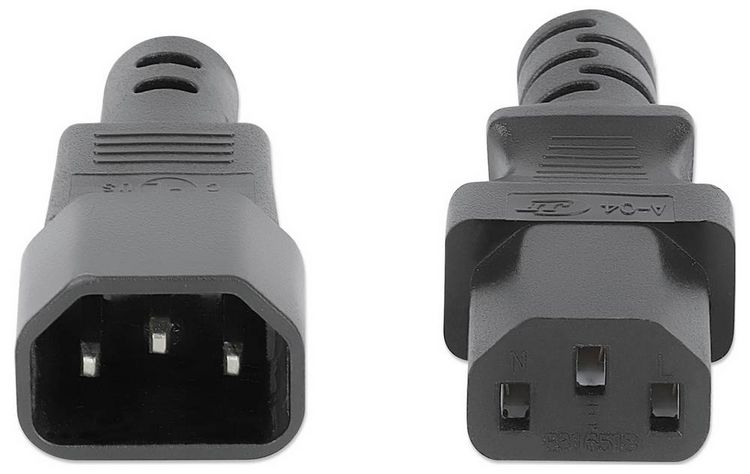 Produktbild: Manhattan Strom Anschlusskabel [1x Kaltger&auml;te-Buchse C13 - 1x Kaltger&auml;te-Stecker C14] 1 m Schwarz
