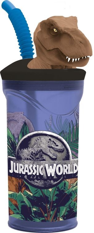 Produktbild: Jurassic Wold Teller Trinkbecher mit Strohhalm und 3D-Figur
