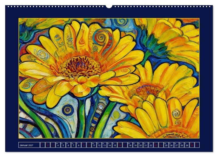 Produktbild: Bl&uuml;ten im verspielten Jugendstil (hochwertiger Premium Wandkalender 2027 DIN A2 quer), Kunstdruck in Hochglanz