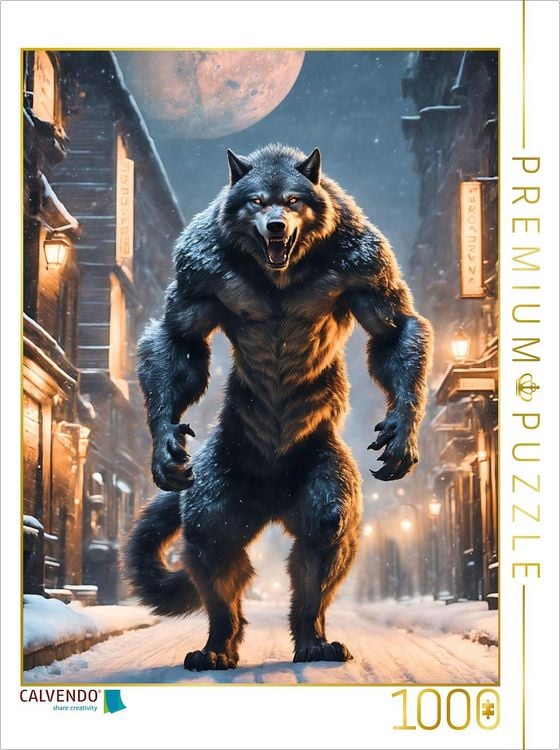 Produktbild: CALVENDO Puzzle Werwolf auf der Pirsch bei Vollmond | 1000 Teile Lege-Gr&ouml;&szlig;e 64x48cm Foto-Puzzle f&uuml;r gl&uuml;ckliche Stunden