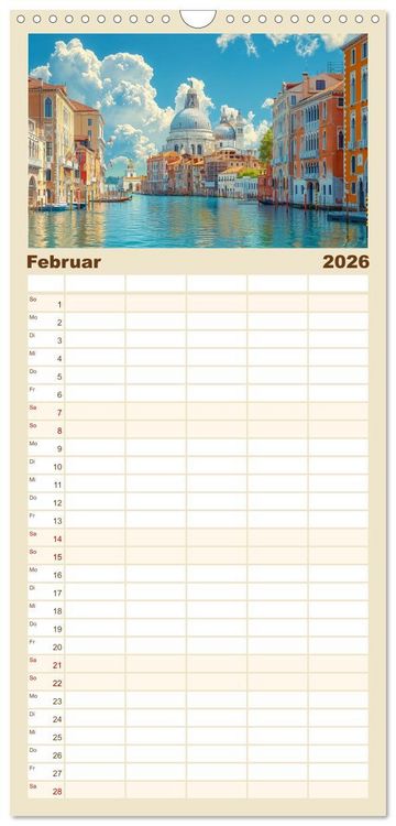 Produktbild: Familienplaner 2026 - Reisest&auml;dte Europas mit 5 Spalten (Wandkalender, 21 x 45 cm) CALVENDO