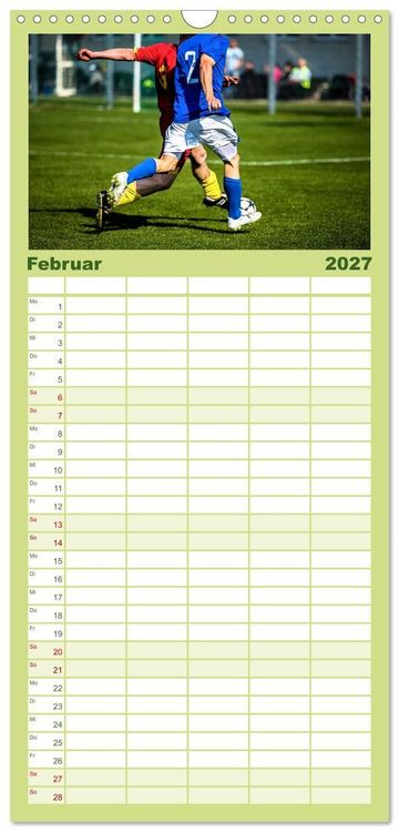 Produktbild: Familienplaner 2027 - Fu&szlig;ball - pure Leidenschaft mit 5 Spalten (Wandkalender, 21 x 45 cm) CALVENDO