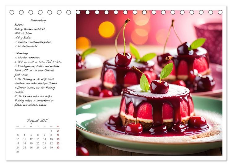 Produktbild: Naschkatzentr&auml;ume - S&uuml;ndhaft leckere Desserts mit einfachen Rezepten (Tischkalender 2026 DIN A5 quer), CALVENDO Monatskalender