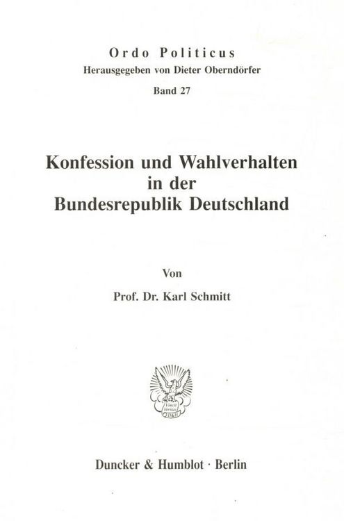 Produktbild: Konfession und Wahlverhalten in der Bundesrepublik Deutschland.