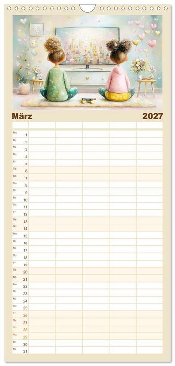 Produktbild: Familienplaner 2027 - Herzensmomente. Beste Freundinnen in Liebe verbunden mit 5 Spalten (Wandkalender, 21 x 45 cm) CALVENDO