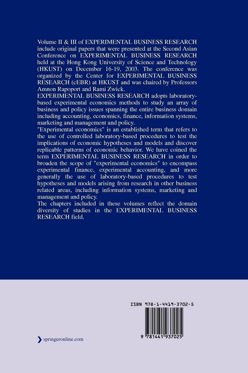 Produktbild: Experimental Business Research