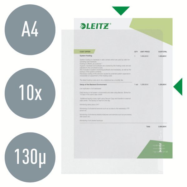 Produktbild: LEITZ Sichth&uuml;llen Standard farblos DIN A4 10 St&uuml;ck