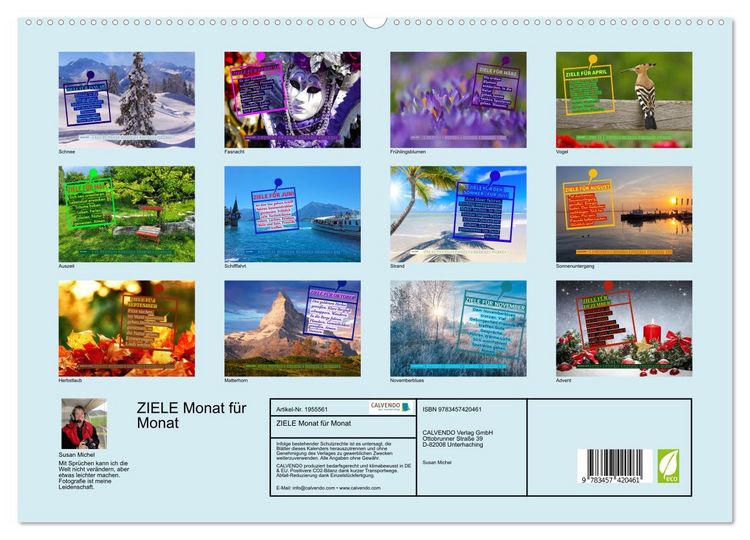 Produktbild: ZIELE Monat f&uuml;r Monat (hochwertiger Premium Wandkalender 2026 DIN A2 quer), Kunstdruck in Hochglanz