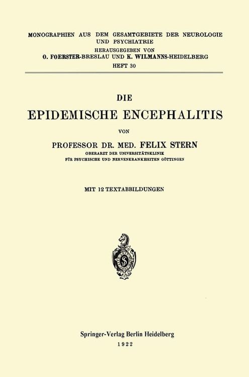 Produktbild: Die Epidemische Encephalitis