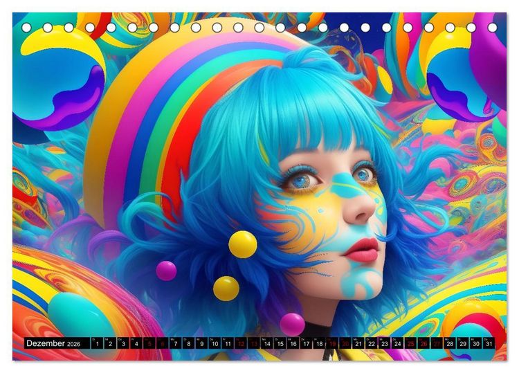 Produktbild: Psychedelische Ladies (Tischkalender 2026 DIN A5 quer), CALVENDO Monatskalender