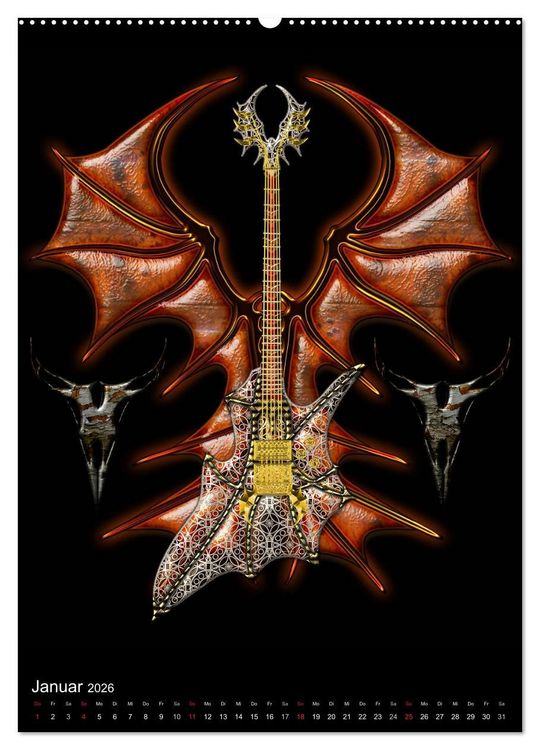 Produktbild: Heroische Gitarren (Wandkalender 2026 DIN A2 hoch), CALVENDO Monatskalender