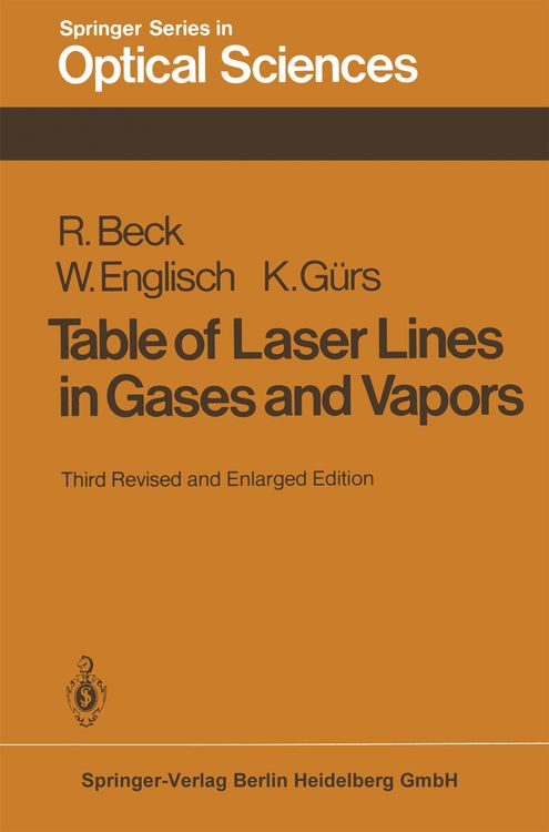 Produktbild: Table of Laser Lines in Gases and Vapors
