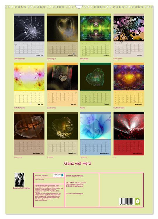 Produktbild: Ganz viel Herz (Wandkalender 2026 DIN A2 hoch), CALVENDO Monatskalender