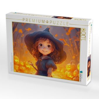 Produktbild: CALVENDO Puzzle Eine s&uuml;&szlig;e Hexe im K&uuml;rbisfeld | 1000 Teile Lege-Gr&ouml;&szlig;e 64x48cm Foto-Puzzle f&uuml;r gl&uuml;ckliche Stunden