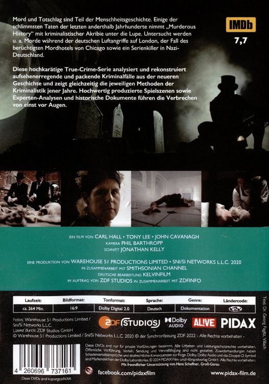 Produktbild: Murderous History - R&auml;tselhafte Verbrechen / Die komplette 6-teilige True-Crime-Dokureihe &uuml;ber aufsehenerregende historische Kriminalf&auml;lle (Pidax Doku-Highlights) [2 DVDs]