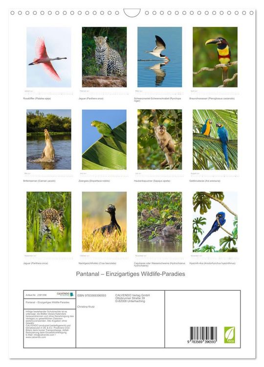 Produktbild: Pantanal &ndash; Einzigartiges Wildlife-Paradies (Wandkalender 2027 DIN A3 hoch), CALVENDO Monatskalender
