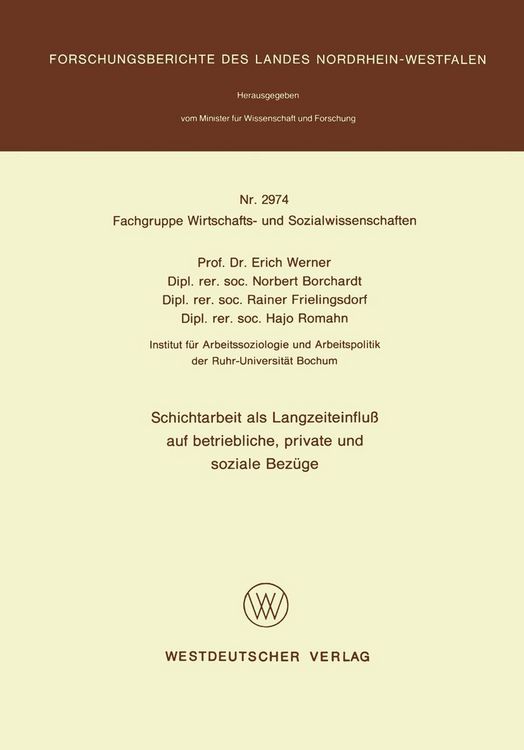 Produktbild: Schichtarbeit als Langzeiteinflu&szlig; auf betriebliche, private und soziale Bez&uuml;ge